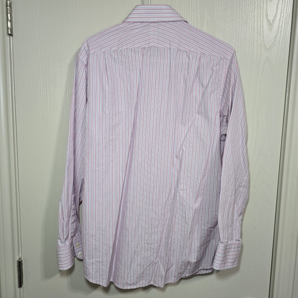 Men‎ Charles Tyrwhitt dress shirt Pink Blue size 16/34 used - Picture 3 of 8